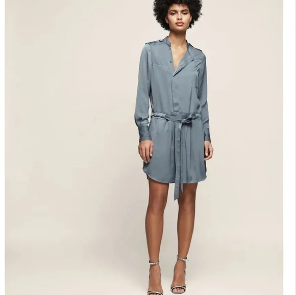 neiman marcus blue dress REISS Knitted Colourblock Asymmetric Midi Dress In Teal UK S